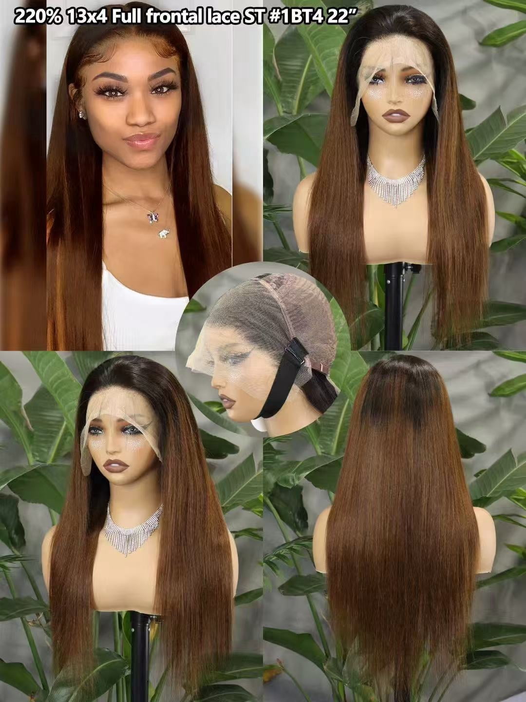 13x4 Full Frontal Lace Glueless 22inch wig many Colors available STRAIGHT 200% High-Density Pre-Plucked Human Hair Wigs Long Hair