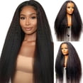13x4 Kinky Straight Lace Front Wigs Human Hair 200% Density Yaki ...