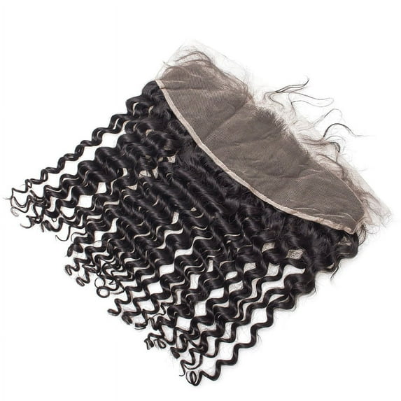 13x4 Lace Frontal Water Wave Human Hair Closure Brazilian Remy Hair Closure Curly Deep Closure Human Hair Nature Black 12 Inches