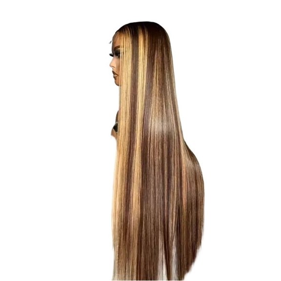 13x4 Straight Highlight Wig Human Hair 220% Density Honey Blonde HD Lace Frontal Wigs