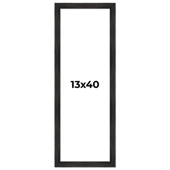 13x40 Frame Black Rustic Barnwood Solid Wood Picture Frame | 1.5 Inch Moulding Width | Includes UV