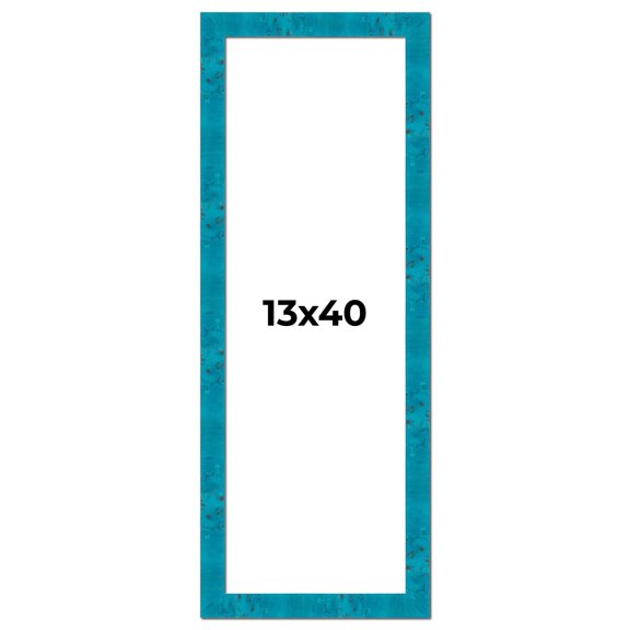 13x40 Frame Blue Teal Burl Wood Picture Frame | 1.75 Inch Moulding Width | Interior Frame Depth 0.5