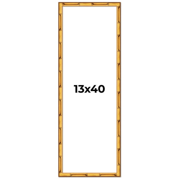 13x40 Frame Gold Bamboo Solid Wood Picture Frame | 1 Inch Moulding Width | Interior Frame Depth