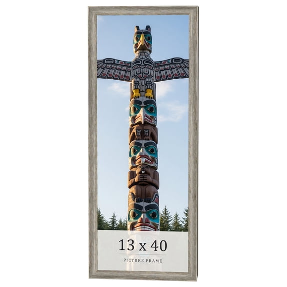 13x40 Frame Grey Solid Wood Picture Frame Width 1 Inches | Interior Frame Depth 0.5 Inches |