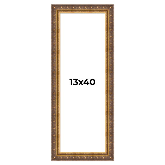 13x40 Frame Vintage Gold Solid Wood Picture Frame | 2.5 Inch Moulding Width | Ornate Bronze Museo
