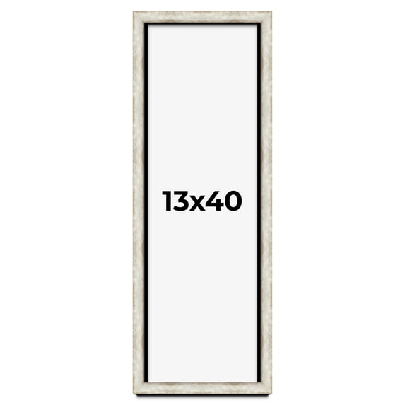 13x40 Shadow Box Frame Silver | 1.625 Inches Deep Real Wood Contemporary Shadowbox Display Frame |