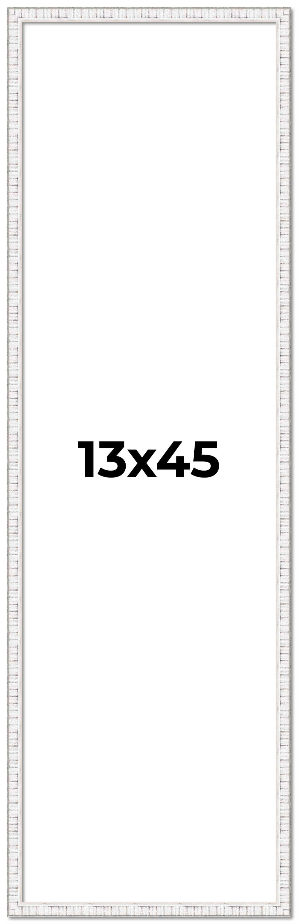 13x45 Frame White Scuffed Rustic Solid Wood Picture Frame | 0.75 Inch ...