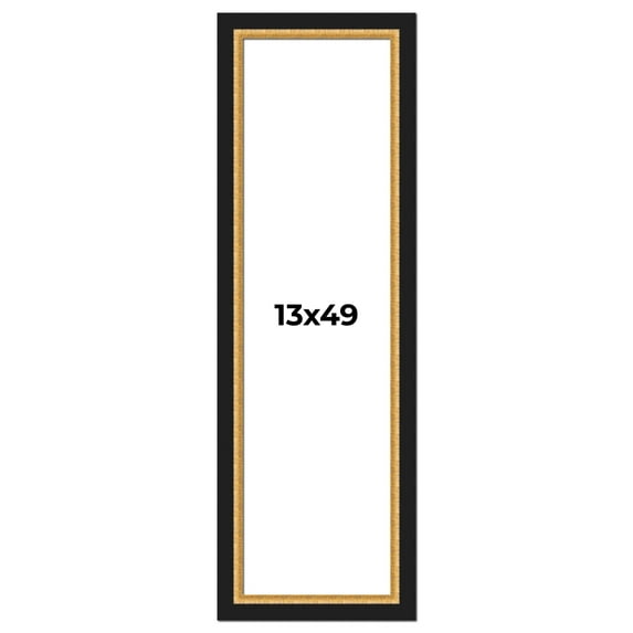 13x49 Frame Gold Real Wood Picture Frame Width 2.25 Inches | Interior Frame Depth 0.5 Inches |