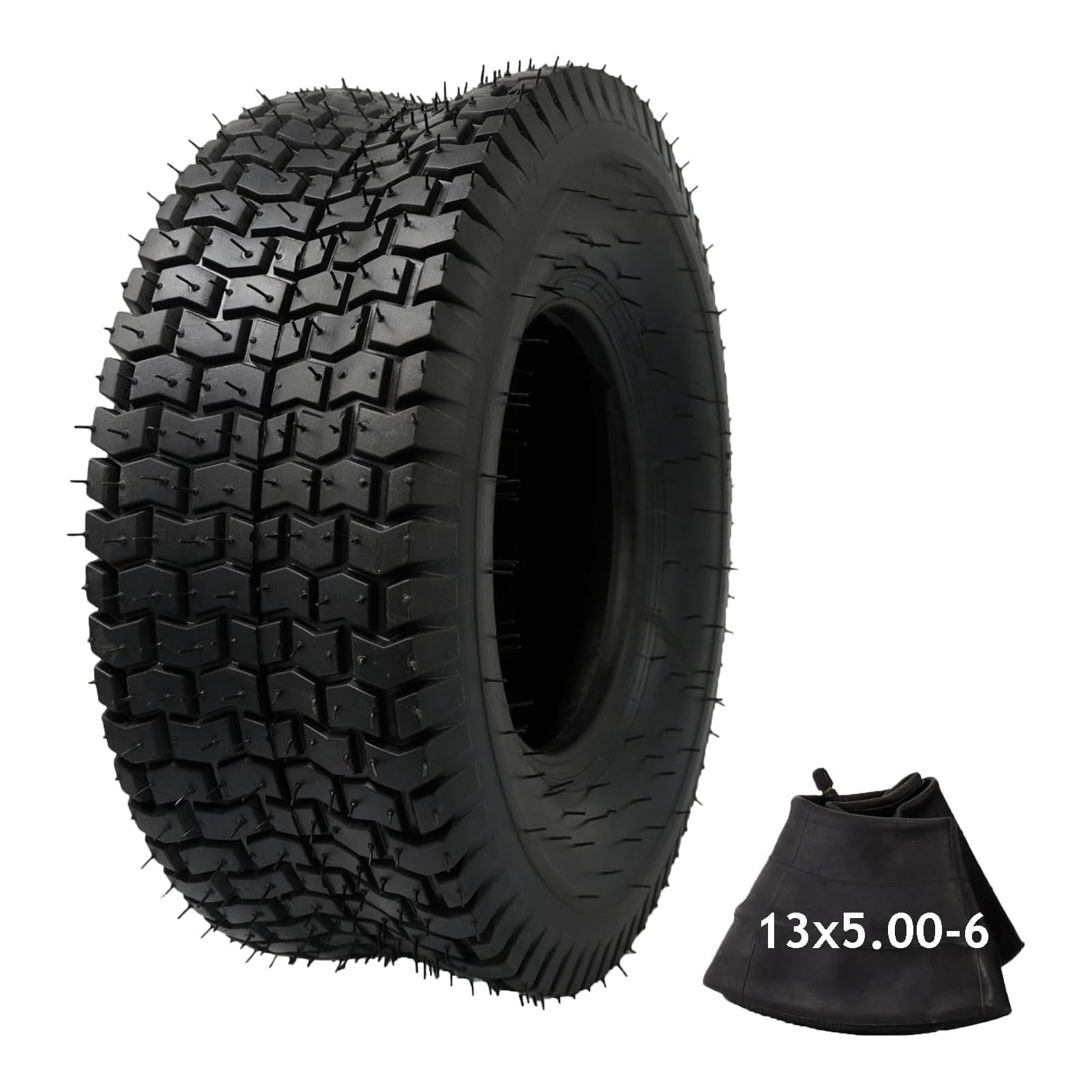 13x5.00-6 Tire and Tube Set, 350 lbs Load Capacity for Riding Lawn Mowers and Utility Carts, with Standard Tread & Puncture-Resistant Inner Tube for Reliable All-Surface Traction