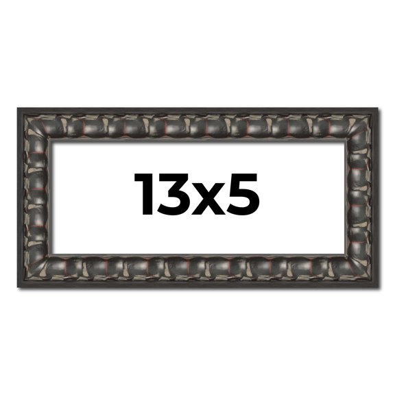 13x5 Frame Black-Brown Medieval Solid Wood Picture Frame | 1.5 Inch Moulding Width | Gotham Beveled