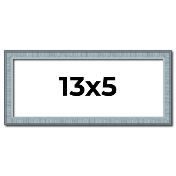 13x5 Frame Blue Scuffed Farm Board Solid Wood Picture Frame Width 0.75 Inches | Interior Depth 0.5
