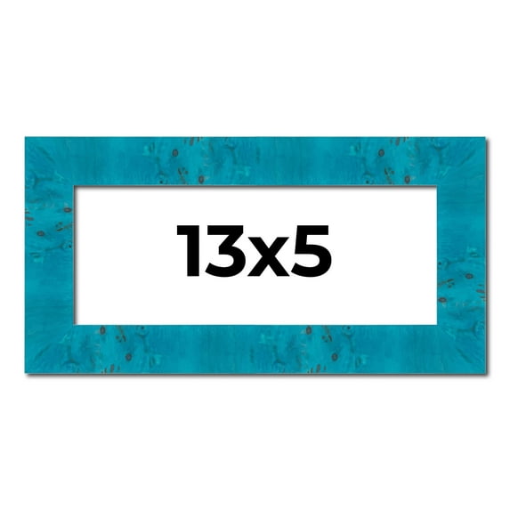 13x5 Frame Blue Teal Burl Wood Picture Frame | 1.75 Inch Moulding Width | Interior Frame Depth 0.5