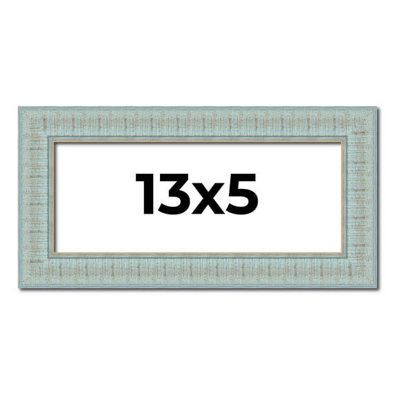 13x5 Frame Blue Teal Distressed Solid Wood Picture Frame | 1.625 Inch Moulding Width | Sonoma Blue
