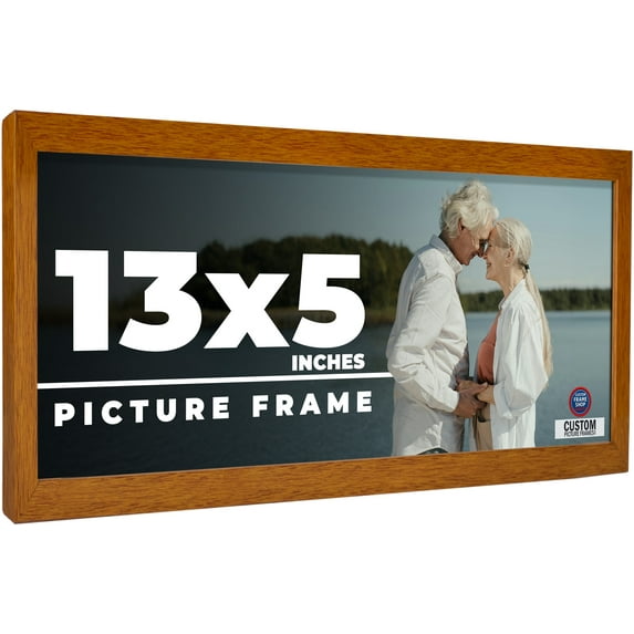 13x5 Honey Brown Real Wood Picture Frame Width 0.75 inches | Interior Frame Depth 0.5 inches |