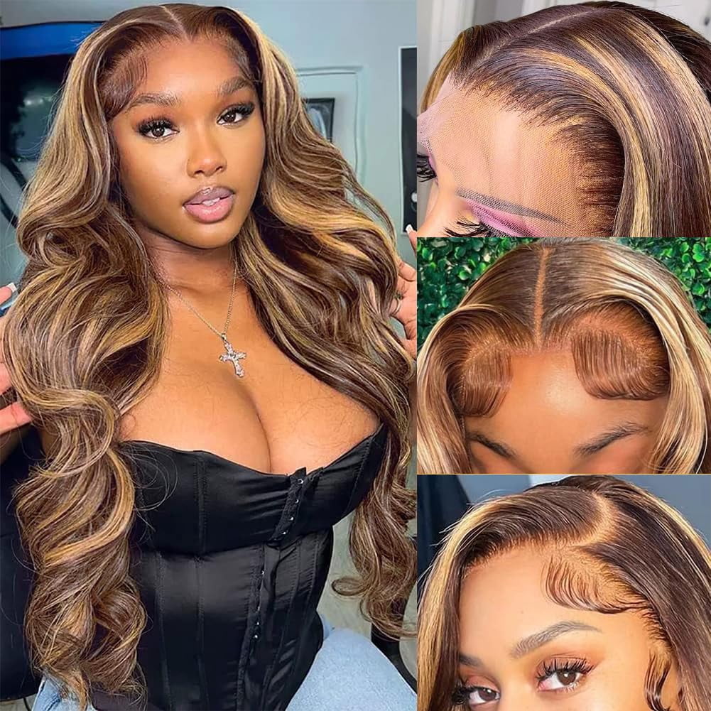 13x6 Body Wave Human Hair Wigs Pre Plucked 180 Density HD Lace Front Glueless Wigs with Baby Hair for Women 26Inch Transparent Lace
