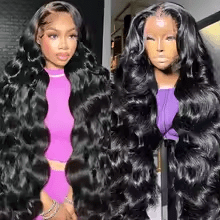 13x6 Body Wave Pre Plucked Human Hair HD Transparent Lace Front Wigs 200% Density Glueless Lace Frontal Wigs with Baby Hair for Women 32inch