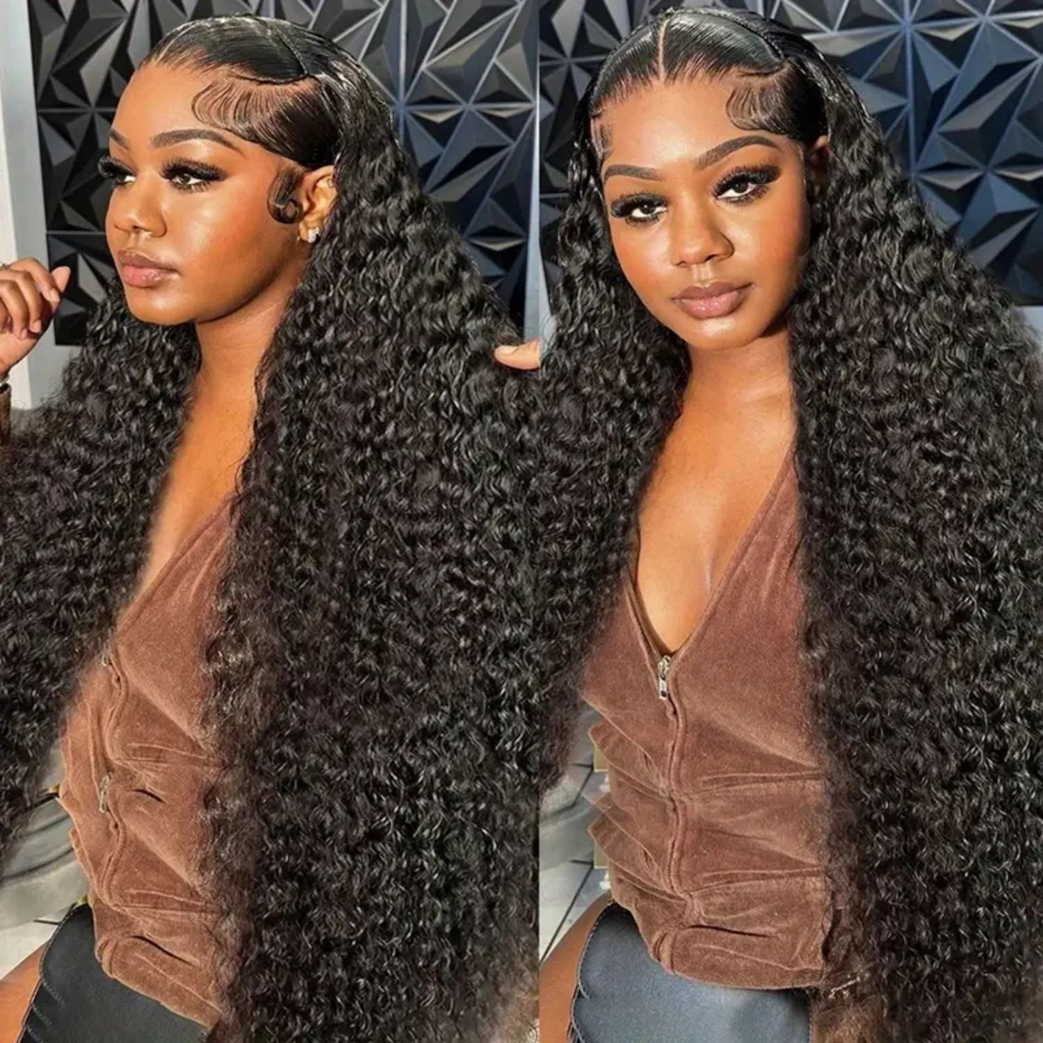 13x6 Deep Wave Lace front Wigs Human Hair Pre Plucked Deep Curly Human Hair Wigs for Women Glueless Deep Wave Frontal Wig Curly Lace Front Wig with Baby Hair 36Inch