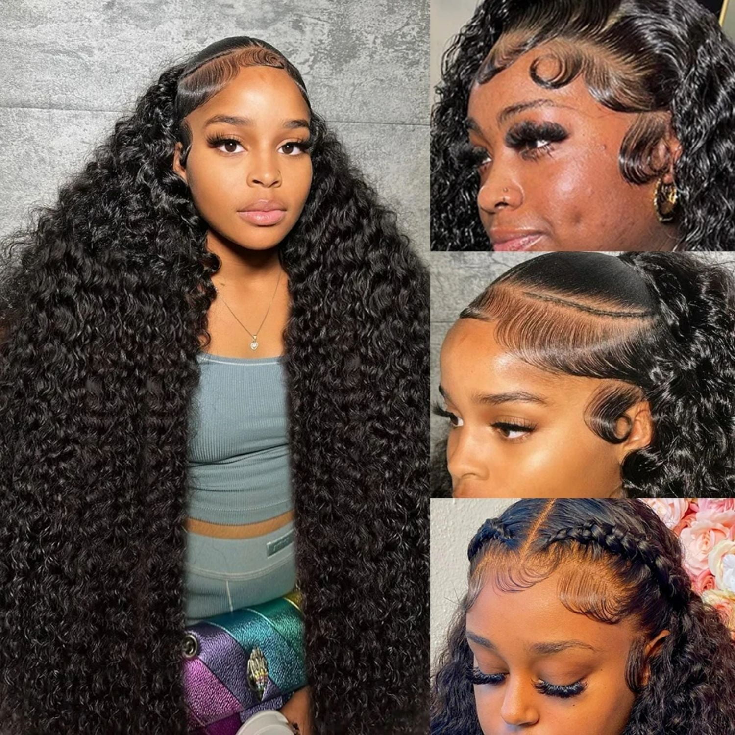 13x6 Deep Wave Lace front Wigs Human Hair Pre Plucked Deep Curly Human Hair Wigs for Women Glueless Deep Wave Frontal Wig Curly Lace Front Wig with Baby Hair 22 Inch