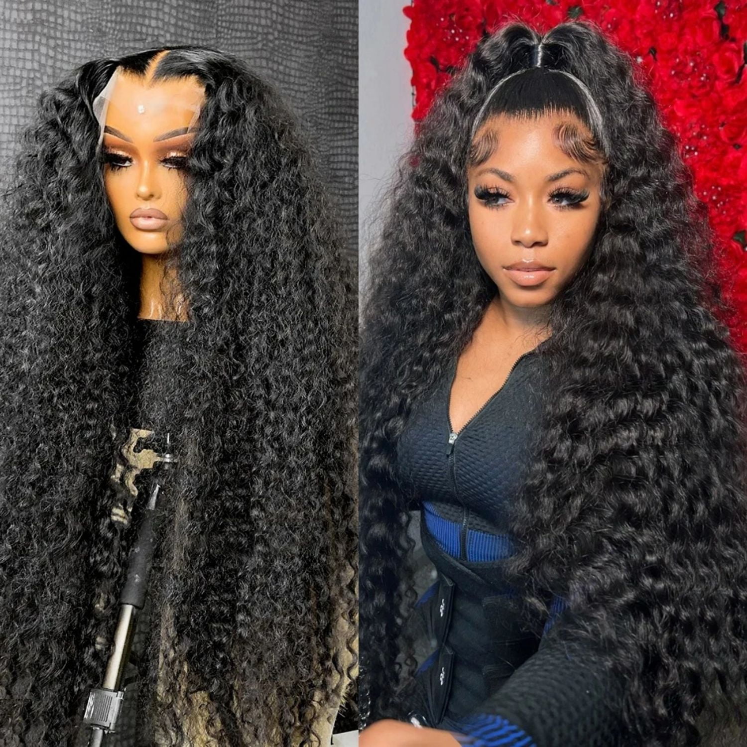 13x6 Deep Wave Lace front Wigs Human Hair Pre Plucked Deep Curly Human Hair Wigs for Women Glueless Deep Wave Frontal Wig Curly Lace Front Wig with Baby Hair 20 Inch