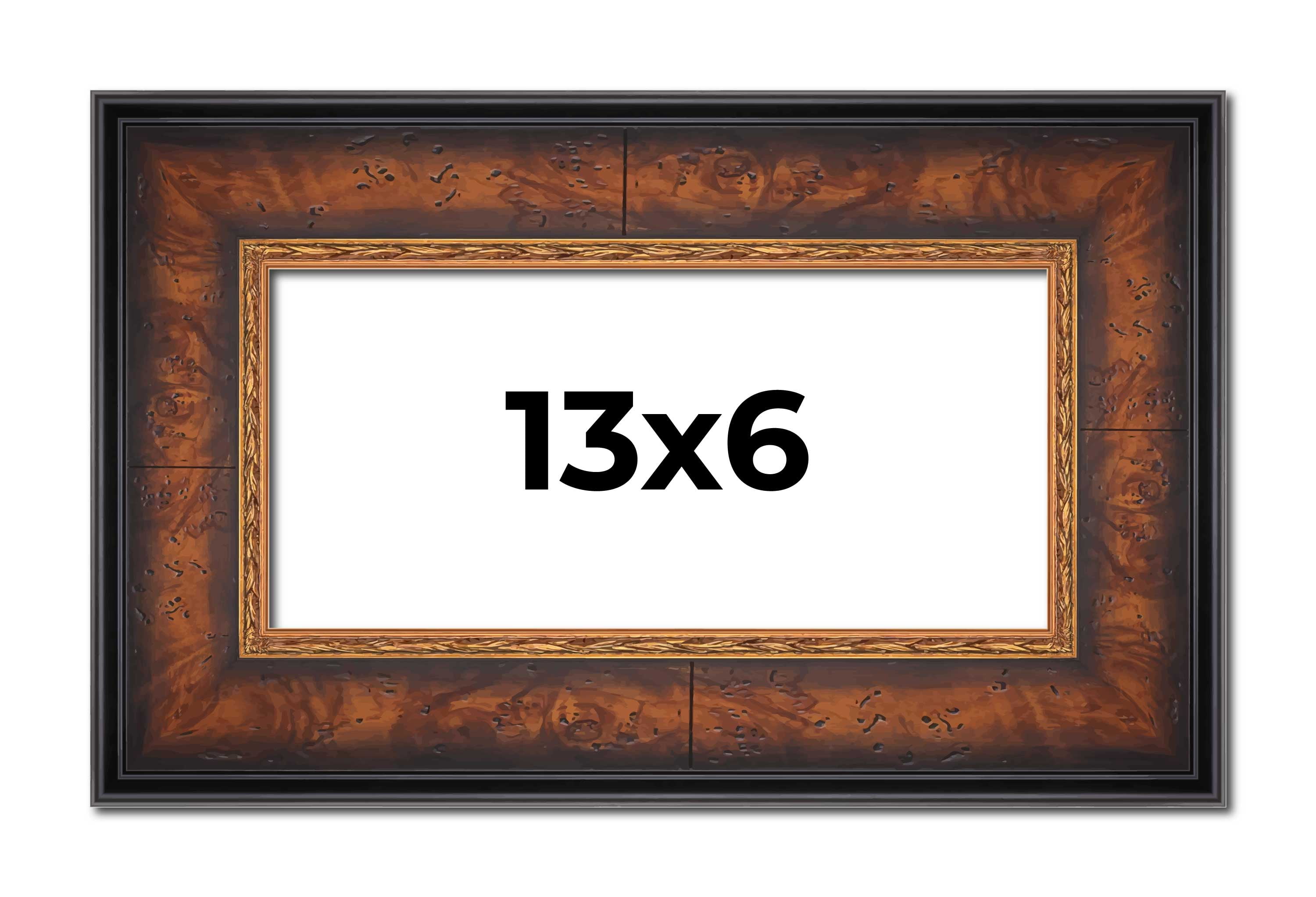 13x6 Frame Brown Walnut Gold Ornate Trim Solid Wood Plein Air Picture ...