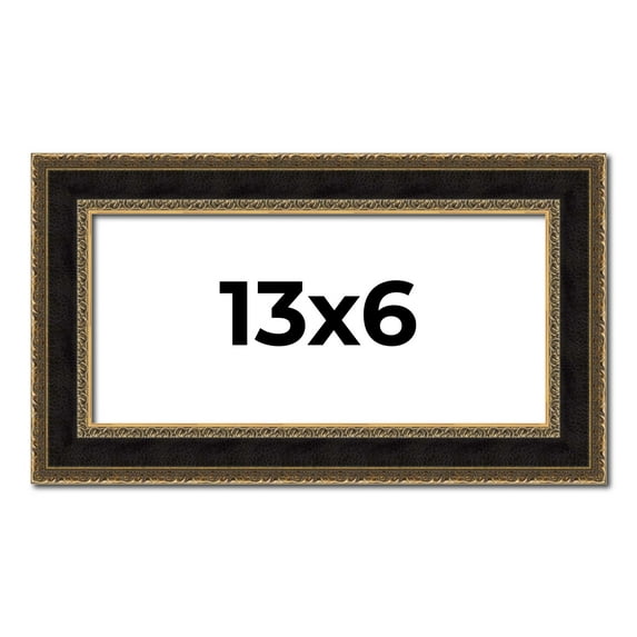 13x6 Frame Gold Antique Vintage Sold Wood Picture Frame | 1.75 Inch Moulding Width | Interior Frame
