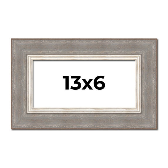 13x6 Frame Grey Real Wood Picture Frame Width 2.75 Inches | Interior Frame Depth 0.5 Inches | Linus
