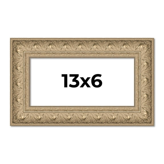 13x6 Frame Ornate Silver Beaded Solid Wood Picture Frame Width 2.5 Inches | Interior Depth 1 Inches