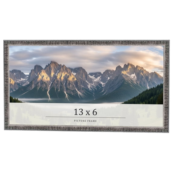 13x6 Frame Silver Grey Distressed Solid Wood Picture Frame | 0.75 Inch Moulding Width | Interior