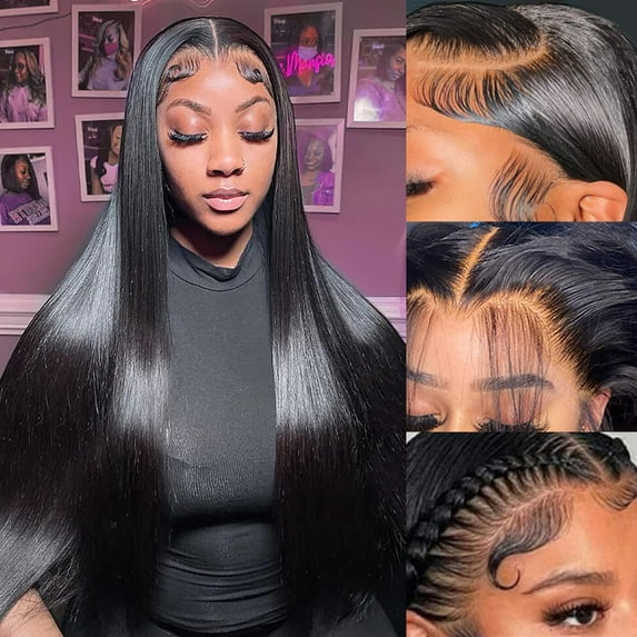 13x6 Lace Front Wigs Human Hair Pre Plucked 180 Density Straight HD Transparent Glueless Wigs Human Hair 13x6 Straight Lace Frontal Wigs Human Hair Wigs for Women With Baby Hair