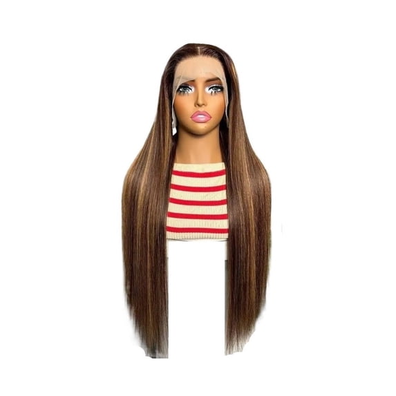 13x6 Straight Highlight Lace Front Human Hair 200 Density Ombre HD Transparent Wig Lace Pre Plucked