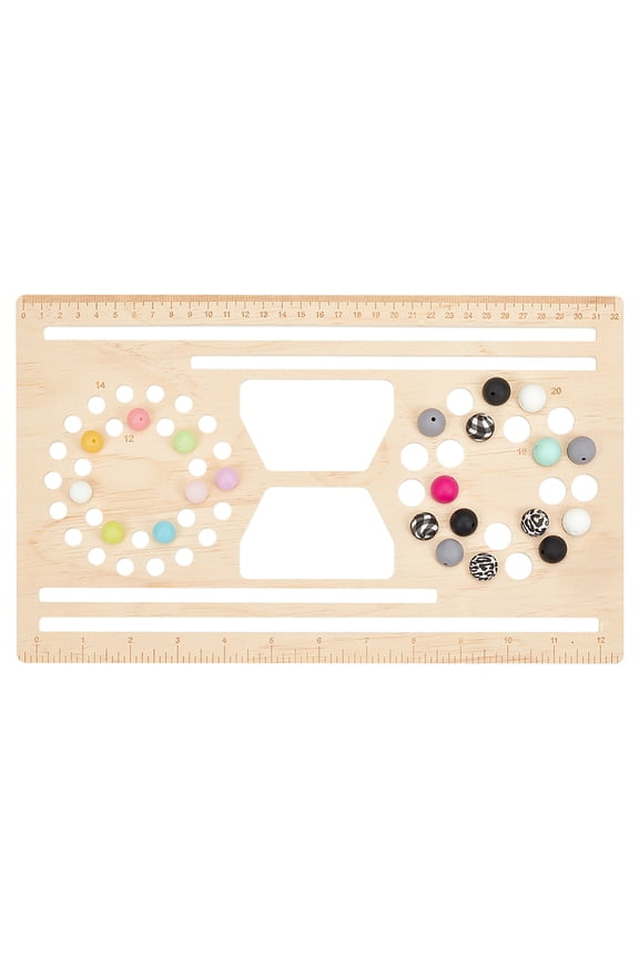 13x7.8 Inch Wood Bead Board Hollow Silicone Bead Board Kit Papaya Whip Bead Wristlet Keychain Tools Jewelry Making Bracelet Necklace