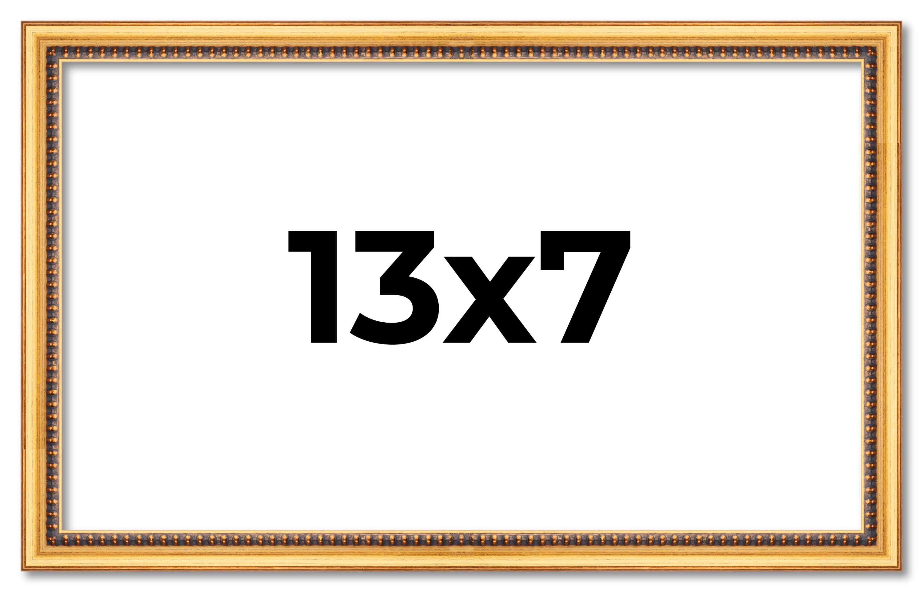 13x7 Frame Beaded Gold Solid Wood Picture Frame | 0.75 Inches Moulding ...