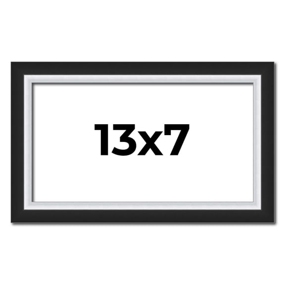 13x7 Frame Black & Silver Solid Wood Picture Frame Width 1.25 Inches | Interior Depth 0.75 Inches |