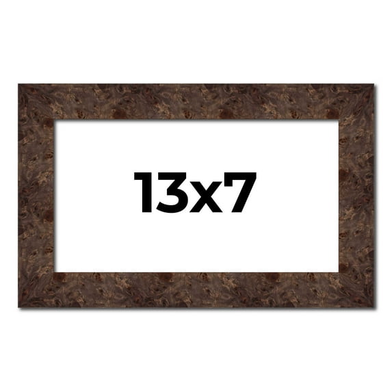 13x7 Frame Brown Burl Real Wood Picture Frame Width 1.625 Inches | Interior Frame Depth 0.5 Inches