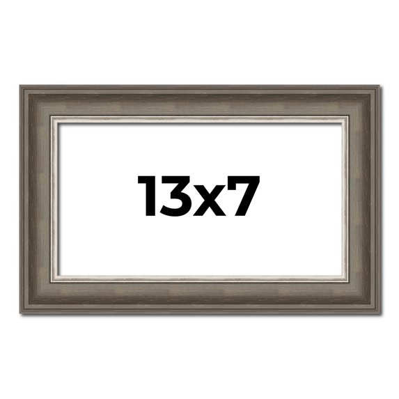 13x7 Frame Brown Solid Wood Picture Frame | 1.75 Inch Moulding Width | Austin Frame Complete with