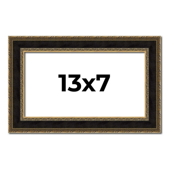 13x7 Frame Gold Antique Vintage Sold Wood Picture Frame | 1.75 Inch Moulding Width | Interior Frame