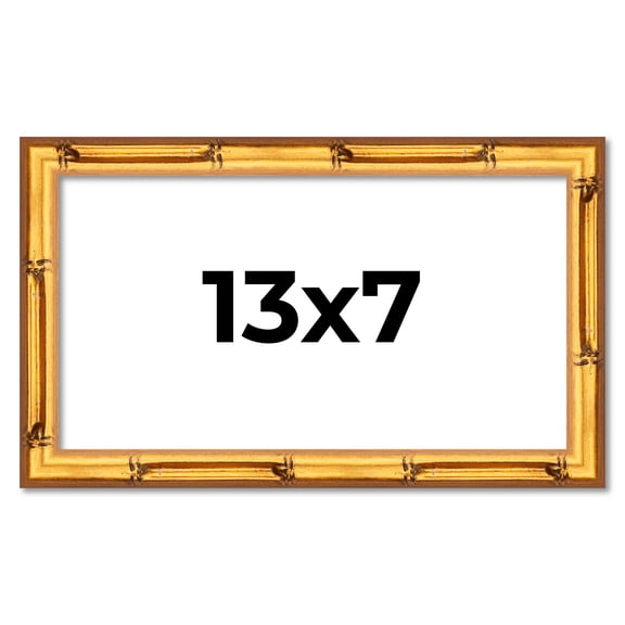 13x7 Frame Gold Bamboo Solid Wood Picture Frame | 0.75 Inch Moulding Width | Interior Frame Depth