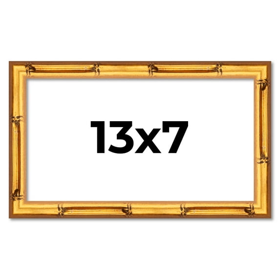 13x7 Frame Gold Bamboo Solid Wood Picture Frame | 1 Inch Moulding Width | Interior Frame Depth 0.75
