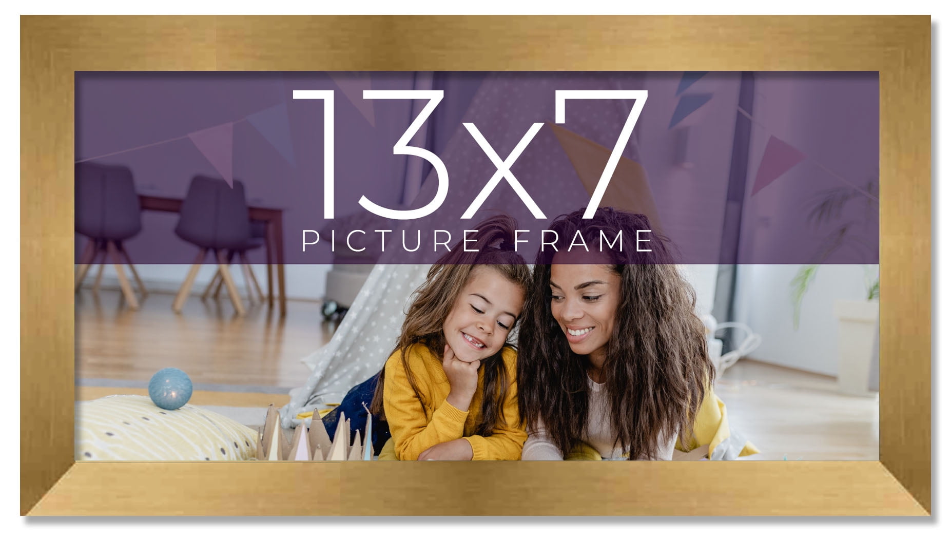 13x7 Frame Gold Bronze Solid Wood Picture Frame Width 0.75 Inches ...