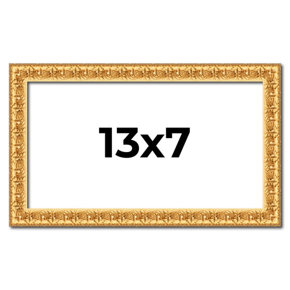 13x7 Frame Gold Real Wood Picture Frame Width 1 inches | Interior Frame Depth 0.5 inches | Edwina