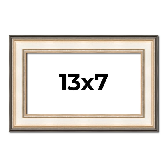 13x7 Frame Gold Silver Plein Aire 2" Inch Wide Moulding Solid Wood Picture Frame | Modena