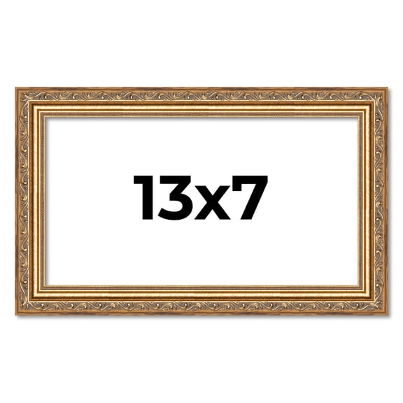 13x7 Frame Gold Solid Wood Picture Frame Width 1.25 Inches | Interior Frame Depth 0.375 Inches |