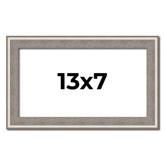 13x7 Frame Grey Real Wood Picture Frame Width 1.25 inches | Interior Frame Depth 0.5 inches | Hans