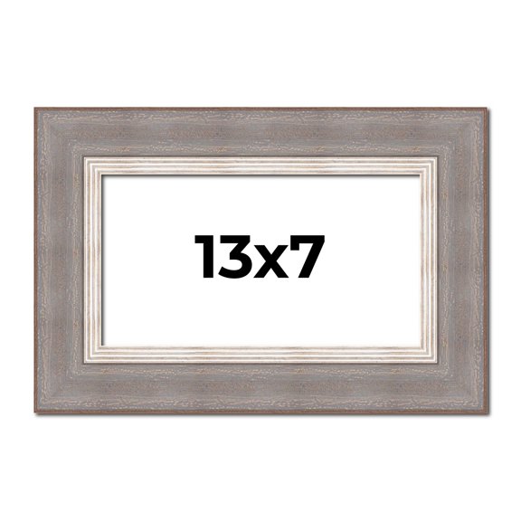 13x7 Frame Grey Real Wood Picture Frame Width 2.75 Inches | Interior Frame Depth 0.5 Inches | Linus