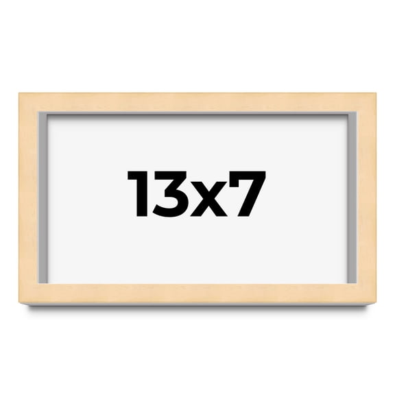 13x7 Frame Natural Wood Picture Frame | 0.75 Inch Moulding Width | with UV Acrylic Plexiglass, Foam