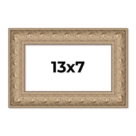 13x7 Frame Ornate Silver Beaded Solid Wood Picture Frame Width 2.5 Inches | Interior Depth 1 Inches