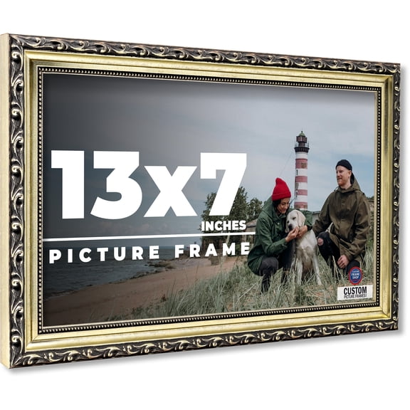 13x7 Frame Silver Solid Wood Picture Frame Width 1.125 Inches | Interior Frame Depth 0.375 Inches |