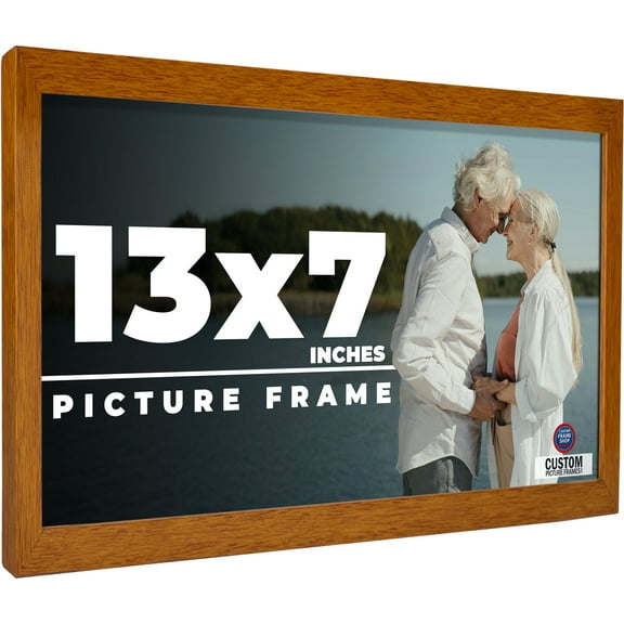 13x7 Honey Brown Real Wood Picture Frame Width 0.75 inches | Interior Frame Depth 0.5 inches |