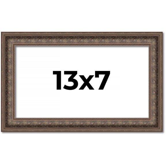 13x7 Ornate Brown Real Wood Picture Frame Width 1.5 Inches | Interior Frame Depth 0.5 Inches | Zisa