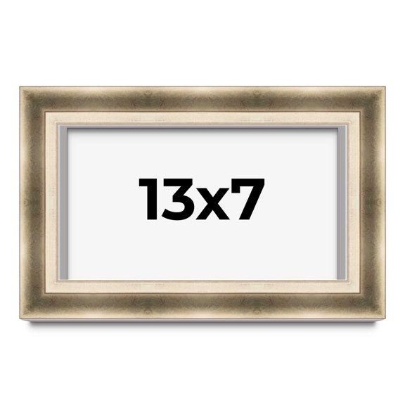 13x7 Shadow Box Frame Silver | 1.75 inches Deep Real Wood Traditional Shadowbox Display Frame | UV